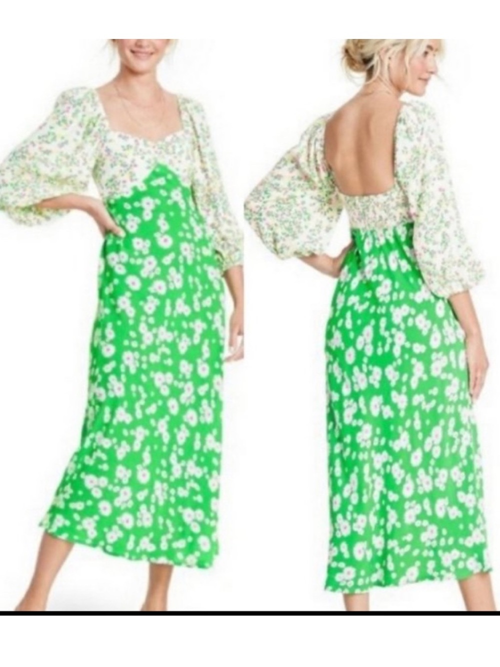 Rixo x Target Long Sleeve Ditzy Floral Daisy Boho Peasant midi Dress size 6